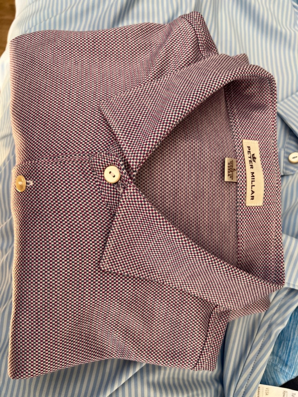 Like New Rare Vintage Peter Millar 100% Cotton Lavender, Red & Blue Golf Polo!